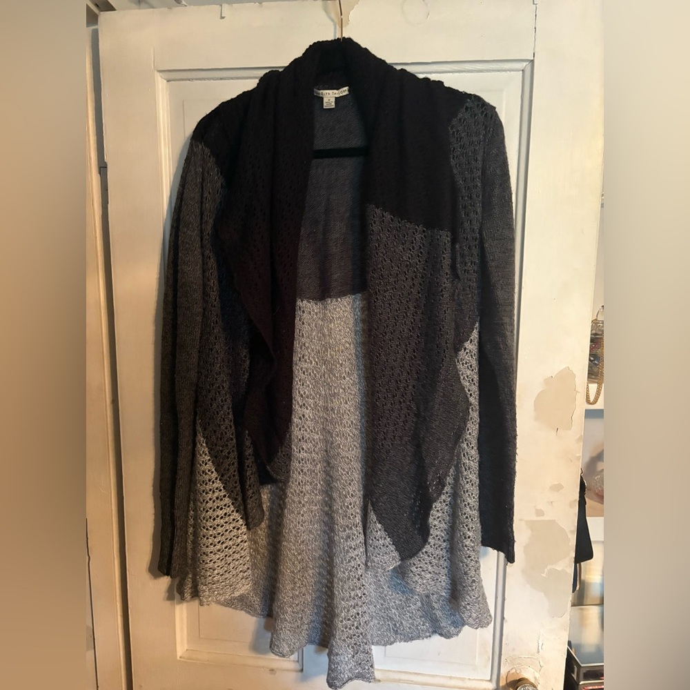 Carolyn Taylor Black and Gray Multi-Toned Cardigan Medium